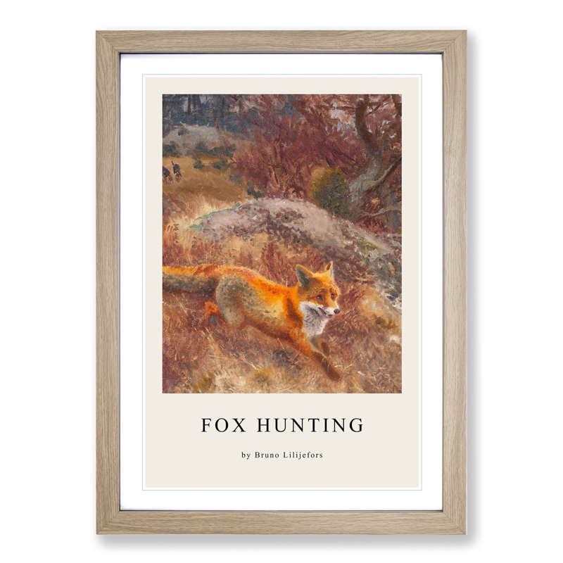 Fox and Hunting Dogs Vol.3 1 Piece Single Picture Frame Wall Art, 36cm H x 27cm W x 2cm D, Oak Framed