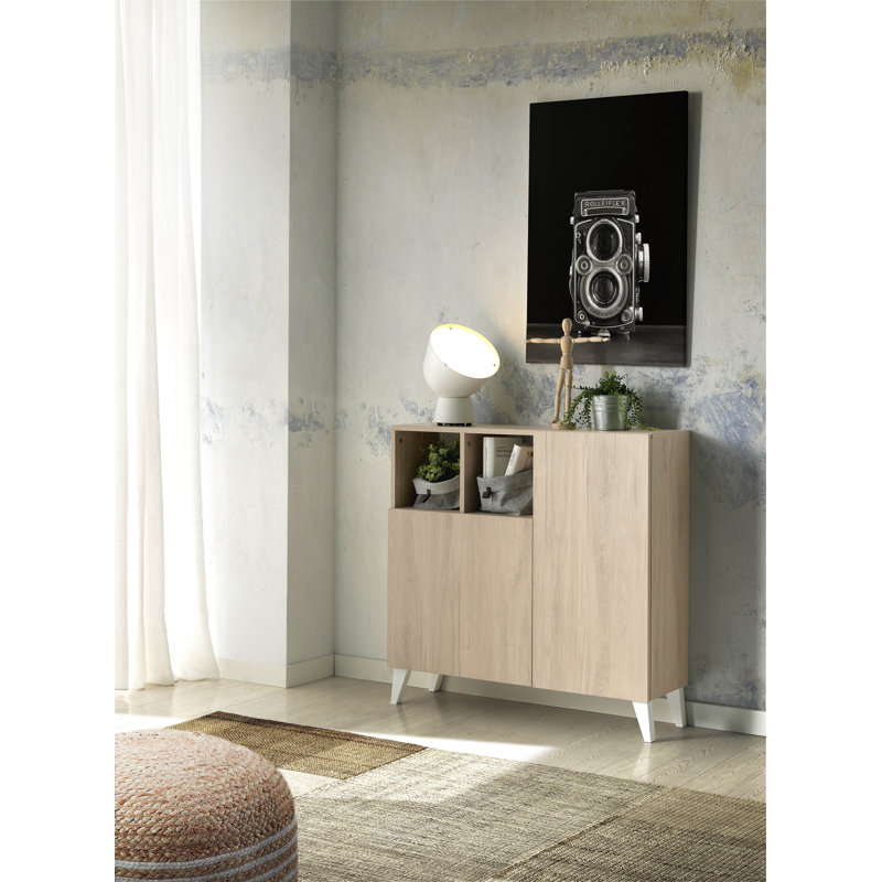 12 Pair Shoe Storage Cabinet, Light Oak/White