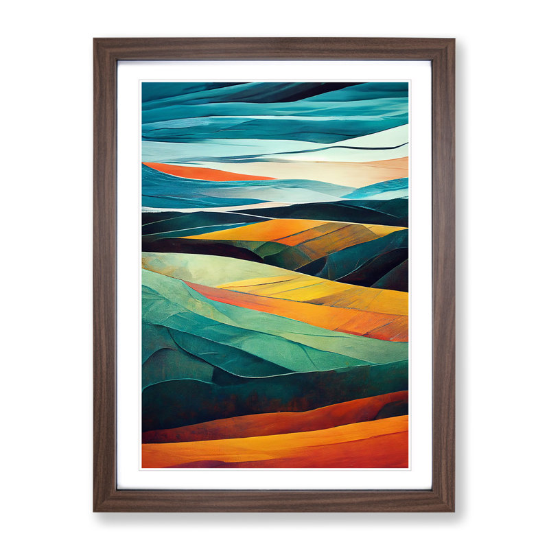 Meadow Landscape in Abstract No.3 - Framed Print, 34cm H x 25cm W, Brown