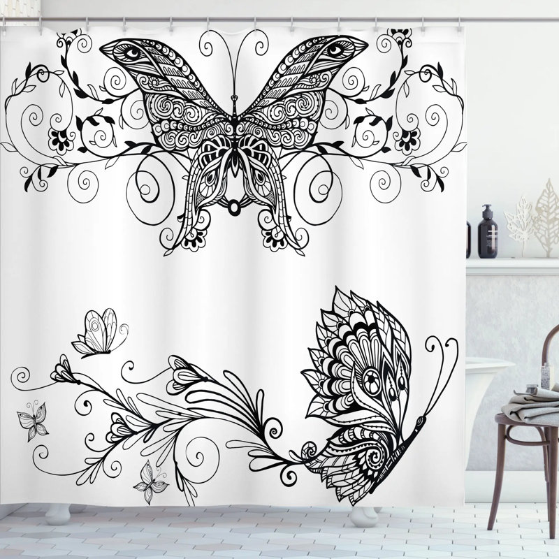 Ensemble de rideau de douche + crochets, H 75 po x l 69 po
