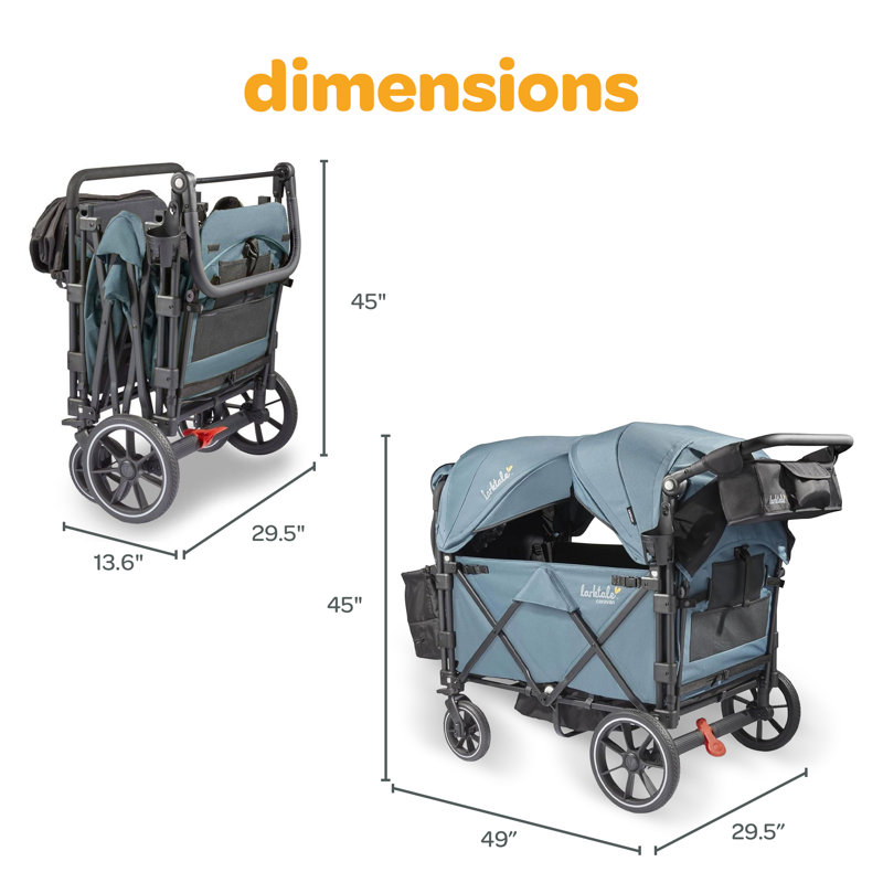 Caravan Quad Stroller, 4-Seater Wagon, 214 lb Capacity, Blue