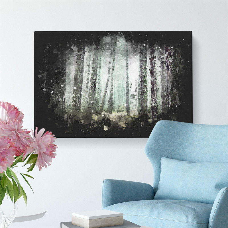 View Of A Pine Tree Forest - Wrapped Canvas Painting, 60cm H x 91cm W x 3cm D