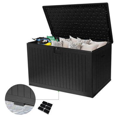 Jaxenor Outdoor Storage Box Waterproof, Extra Large Plastic Outside Deck Box Weatherproof, Resin Pat
