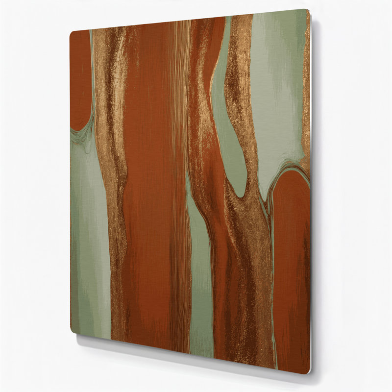 Abstrait couleur champ 75, art mural en métal brun, H 20 po x l 24 po