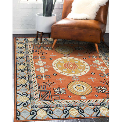 Tapis floral en laine noué à la main Jade Traditional