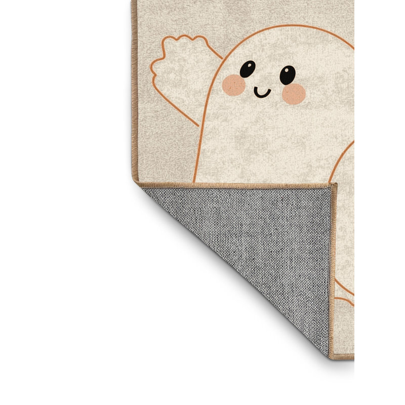 Machine Washable Andrus Halloween Modern & Contemporary Abstract Rug in Beige – LightBrown Binding, 5x7
