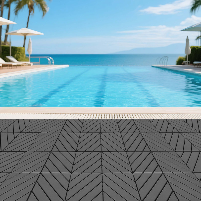 Carreaux de terrasse en plastique emboîtables pour une utilisation toutes saisons, imperméables, faciles à installer, capacité de charge élevée, solution de revêtement de sol intérieure et extérieure polyvalente.