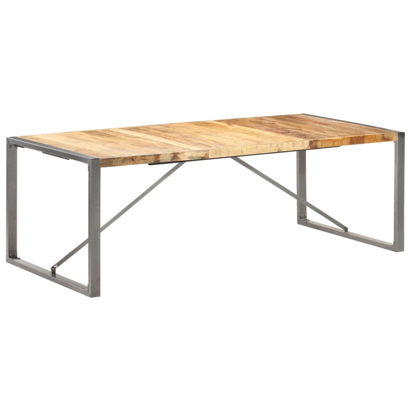 Dining Table Solid Mango Wood, 39.4" W x  86.6" L, Silver