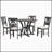 5-Piece Round Dining Table And Chair Set With Special-Shaped Legs, Exquisitely Designed Hollow Chair Back For Elegant Dining-2037644189-2037644188