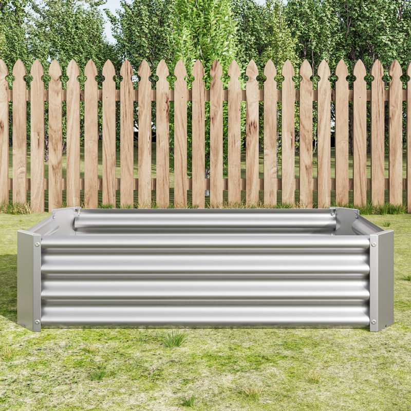 Pot de fleurs surélevé en métal argenté 421 pieds pour faire pousser des légumes, des fleurs et des herbes - Rouille simple à assembler
