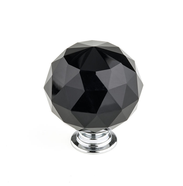 Oversized 1 9/16" Diameter Round Knob, Black/Chrome