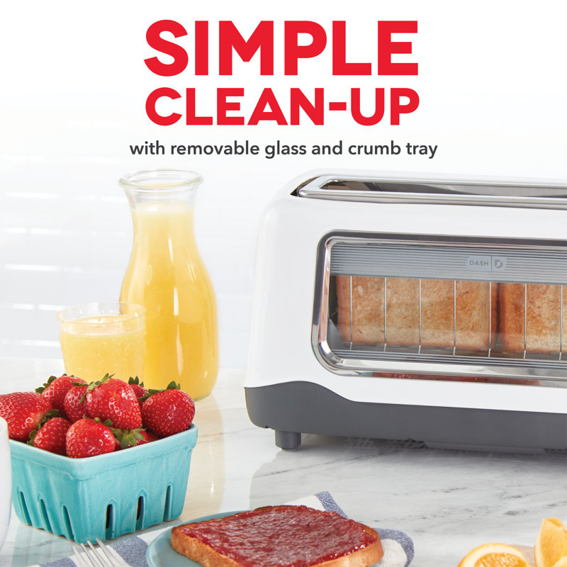 Dash 2 Slice Long Slot Clear View Toaster, White