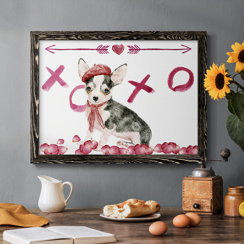 Chiot Valentine Collection A, H 18 po x l 26 po x P 1,5 po, Noir