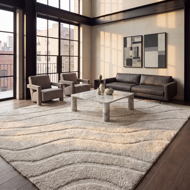 Tapis crème à motif abstrait Ashal, Cream, Rectangle 9 pi 6 po x 13 pi