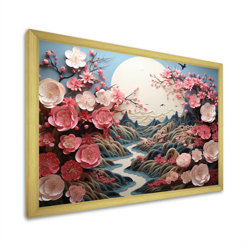 Art asiatique, élégance orientale V - impression, H 12 po x l 20 po x P 1 po, Encadrement doré
