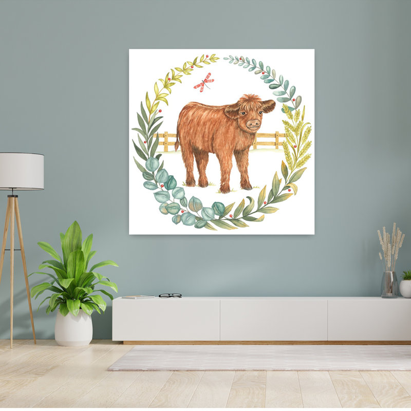 Art de la vache de bébé Highland, H 48 po x l 48 po