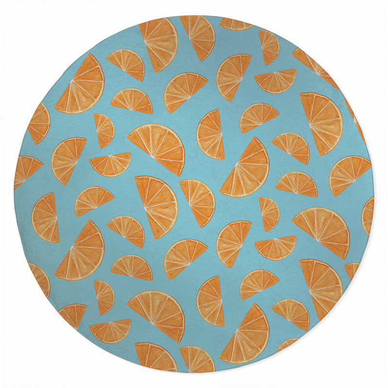 Tapis d'extérieur Summer Oranges, Rond 5 pi