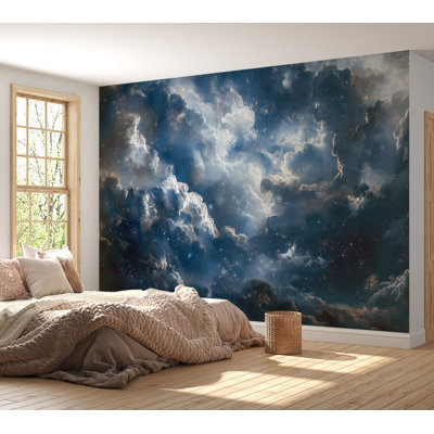 Papier peint espace - Nuage et étoiles