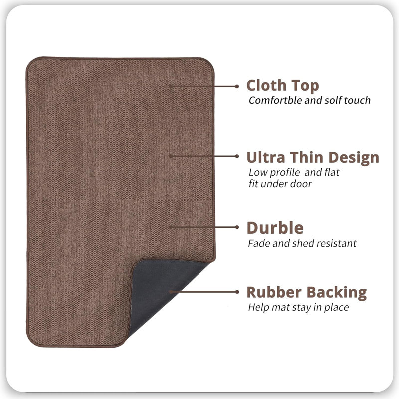 2-pack Ultra Thin Non-slip Bath Mats Brown