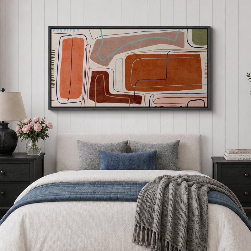 Impression sur toile encadrée orange et brun, H 30 po x l 60 po, Noir, noir, noir, noir