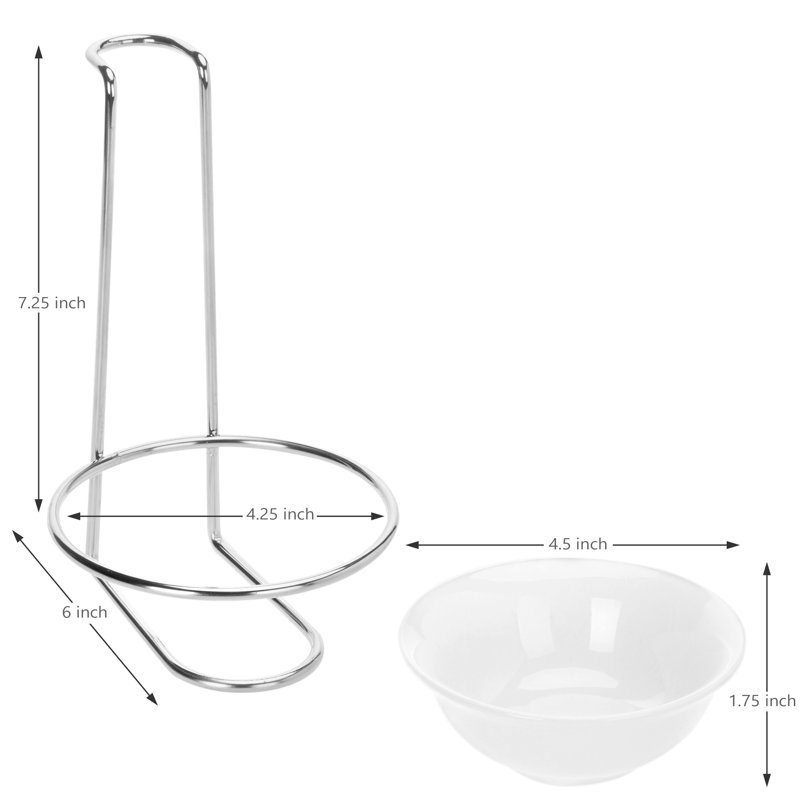 Repose-cuillère en céramique avec support en acier inoxydable - Support de louche pour comptoir de cuisine, ramasse-gouttes