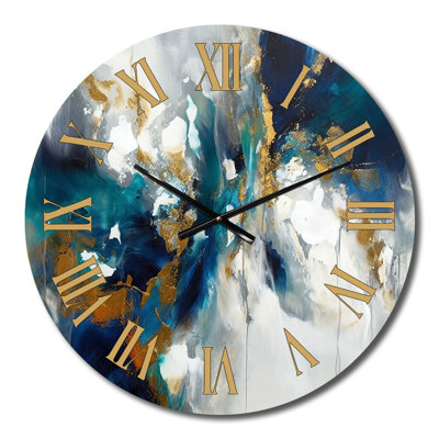 Horloge murale en métal bleu foncé et doré