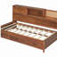Canapé-lit en bois gris avec 3 tiroirs de rangement, tablette souple supérieure, tablettes et ensemble de prises et de ports USB-121069828