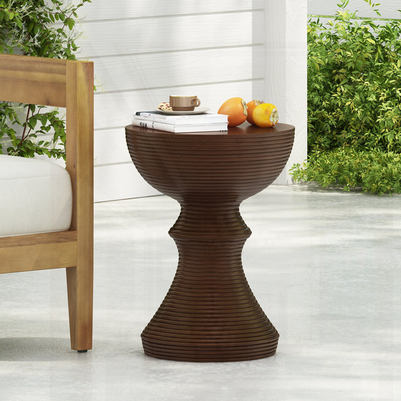 16"W Brown Concrete Outdoor Side Table