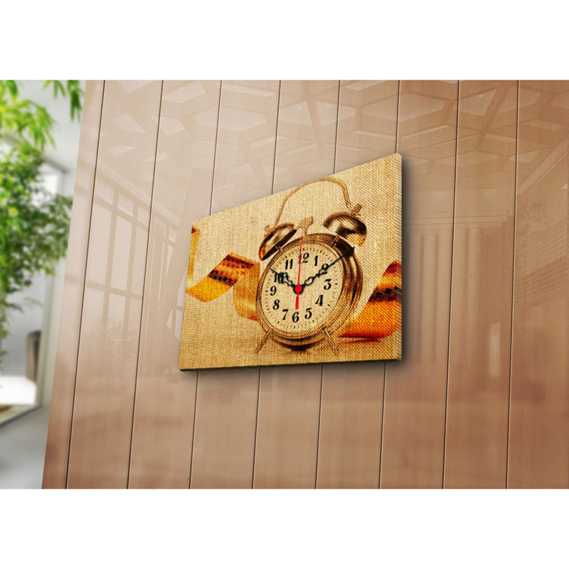 Horloge murale élégante en toile 12 po x 16 po | 100% toile de suède, cadre 100% bois (épaisseur: 1,2 po) | Décoration élégante pour le salon, la chambre à coucher, le bureau | Conception unique et attrait intemporel
