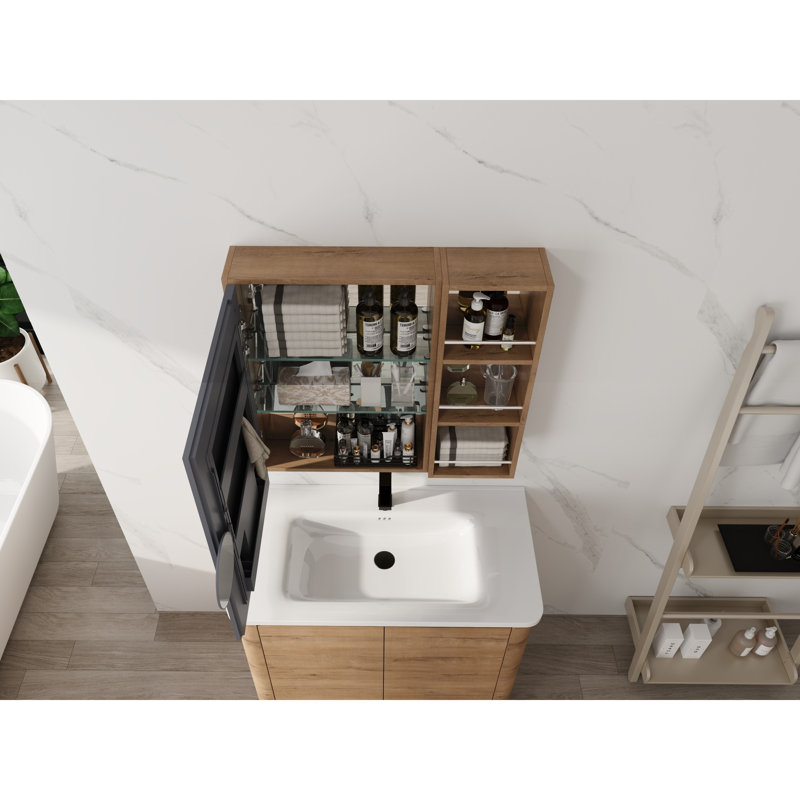 Armoires à pharmacie peu encombrantes avec rangement de salle de bain moderne en bois 29,63 po