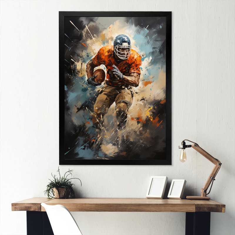 Football Turbulent Touchdowns - Print, Black Picture Framed, 20" H x 12" W x 1" D