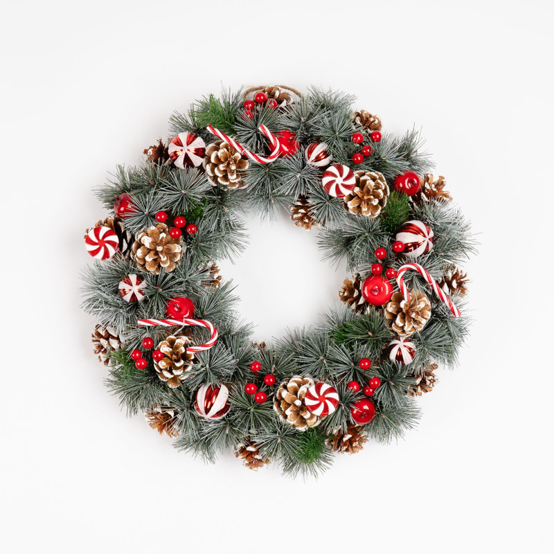 41cm Faux Candy Cane and Berry Wreath