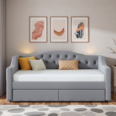 Modern Upholstered Daybed With Led Belt And Trundle by Everly Quinn