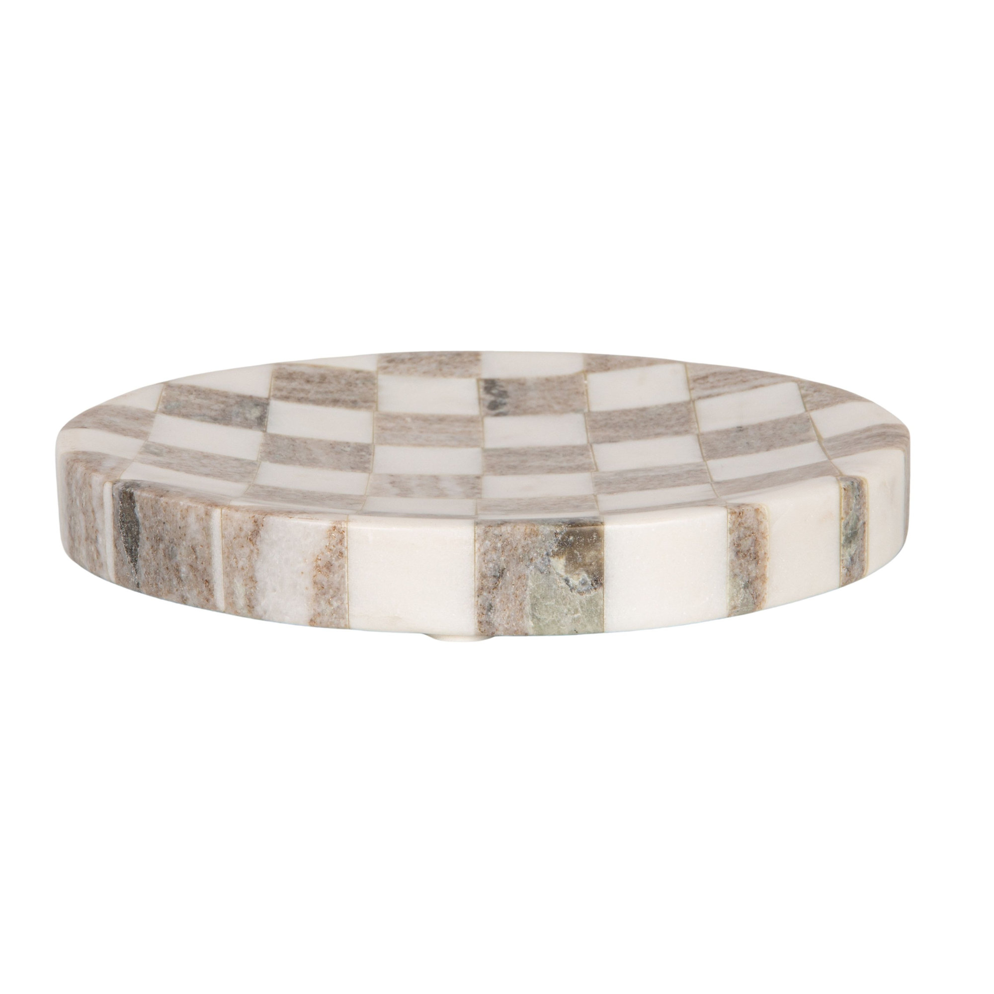 Round Marble Checkered Cheese And Serving Tray