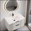 Meuble-lavabo flottant mural 36 po avec lavabo et tiroirs en céramique, conception cannelée grise moderne pour la salle de bain-129166725-129166726