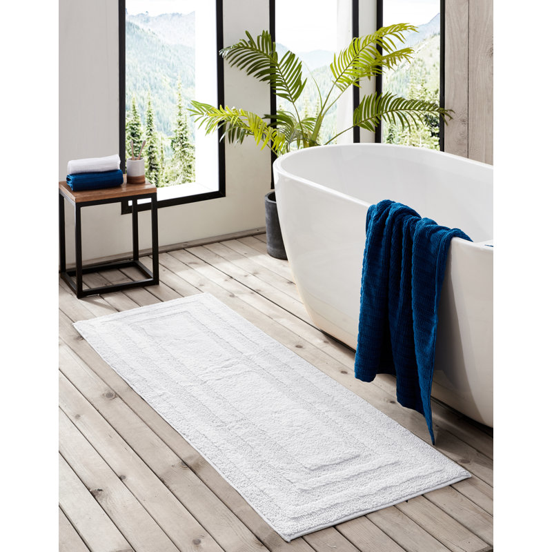 Eddie Bauer Logan Cotton Bath Rug Runner, White, 40" L x 24" W