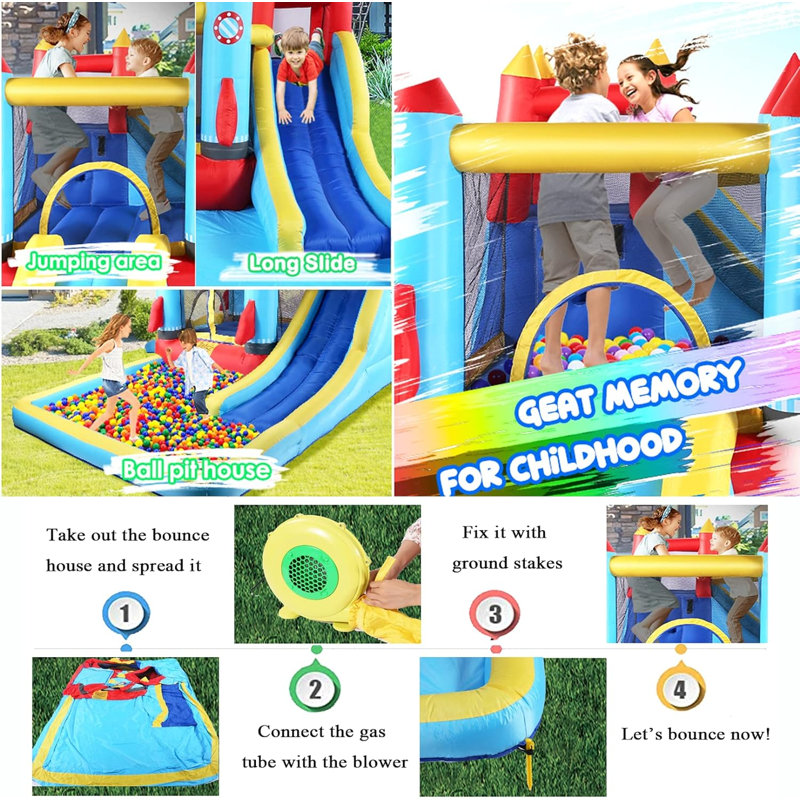 Glissade d'eau gonflable 12 x 11 pi Adam, parc aquatique pour enfants 12 en 1 avec glissades doubles, mur d'escalade, piscine, pistolet à eau, panier de basketball, souffleur de 480 W inclus pour une utilisation intérieure / extérieure