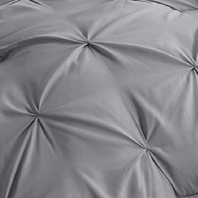 Bedsure Full Pintuck Bed-in-a-Bag- Gray Pinch Pleat Comforter with Sheets, Pillowcases & Shams, Gray