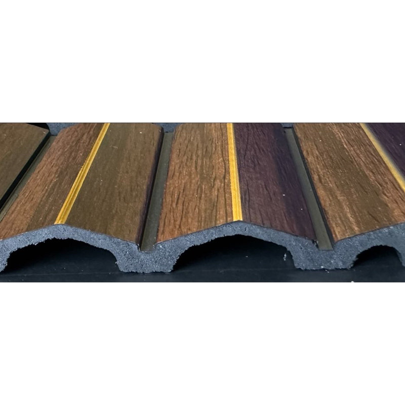 Parois en lattes de bois recouvertes de polystyrène de L 112 po x l 9,5 po x P 0,5 po Gilded Peaks, Acajou
