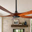 Ventilateur de plafond de 157 cm (62 po) en bois massif, sans éclairage, avec télécommande et moteur à courant continu réversible et silencieux.
