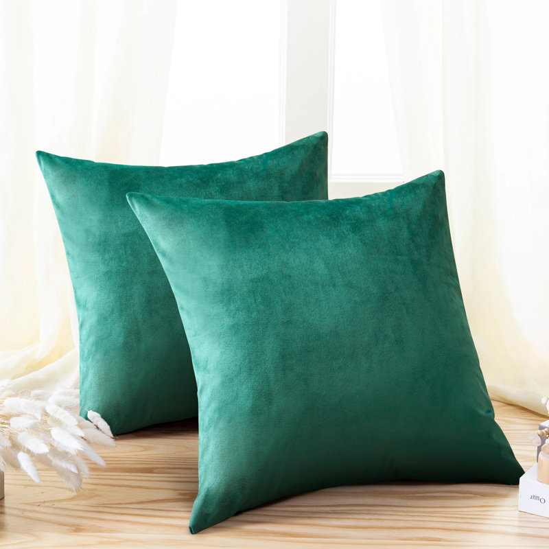 Crushed Velvet Scatter Cushion Cover Set, Green Emerald