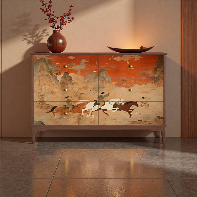 Armoire à tiroirs en bois massif pour entrée, Noyer