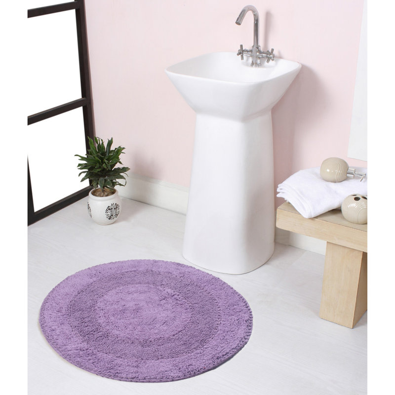 Plush Cotton Round shape bath Rug, Purple, 22"W x 22"L