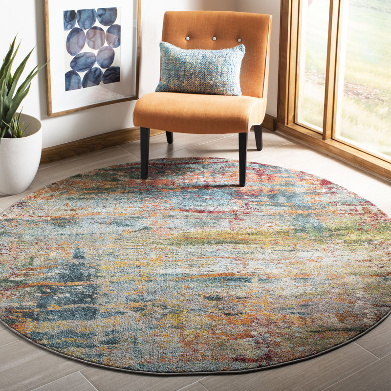 Mcauliffe Abstract Area Rug, Round 201cm