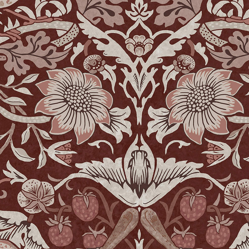 William Morris at Home Strawberry Thief Damson Wallpaper