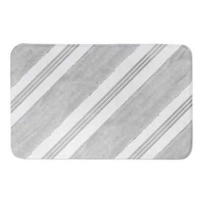 Tapis de bain gris à rayures