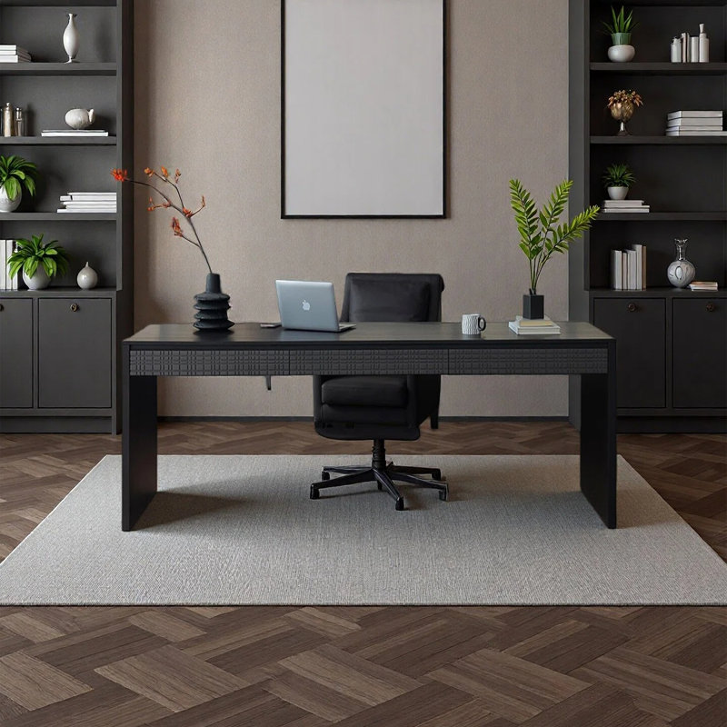 Bureau minimaliste dans le bureau, H 29,53 po x l 62,99 po x P 27,56 po