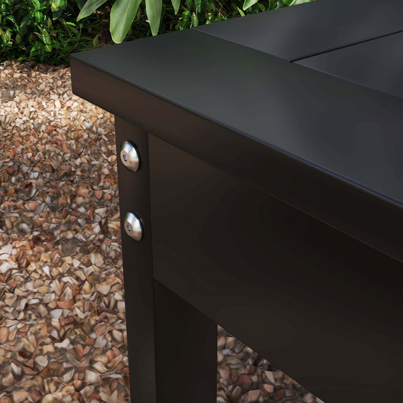 Banc d'extérieur sans dossier en PEHD de 47 pouces, conception à lattes, résistant à la décomposition et à la décoloration, banc de jardin noir
