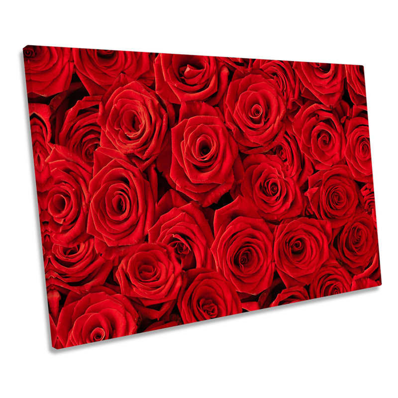 Red Rose Flowers Floral - Wrapped Canvas Art Prints, 61cm H x 91.4cm W