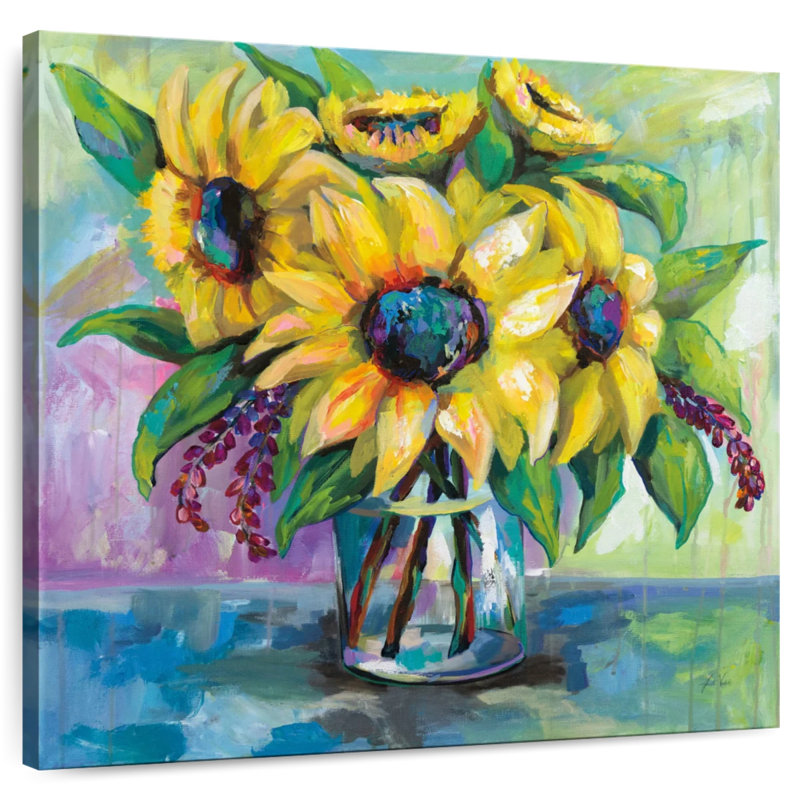 Tournesol Harnek dans un vase, H 16 po x l 16 po